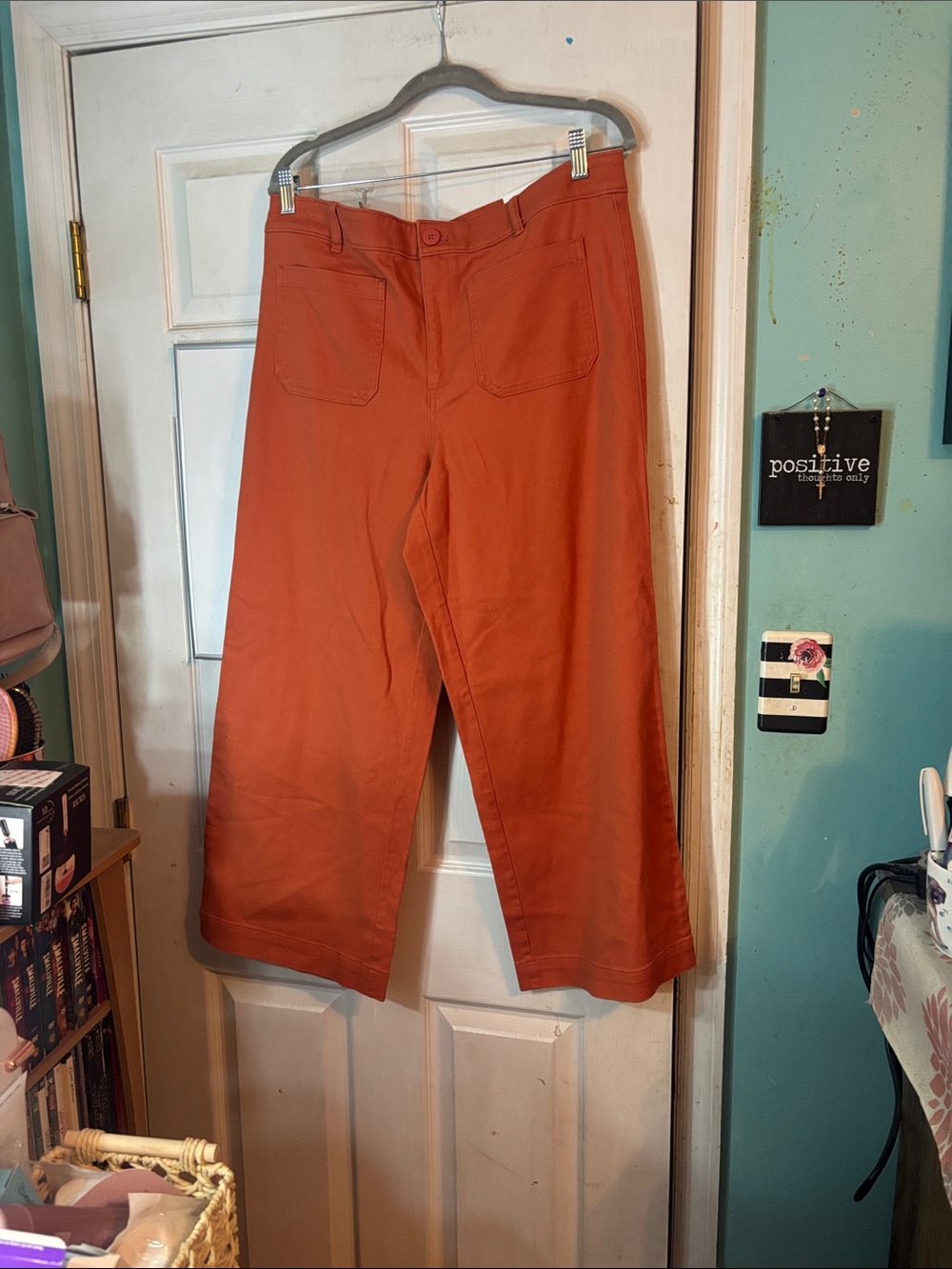 LOFT Wide Leg Pants in Rust Orange